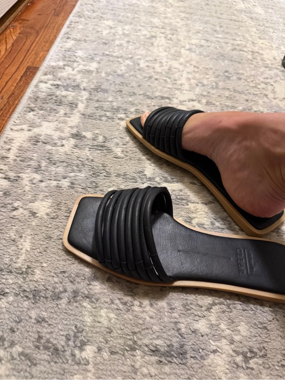 Dolce Vita SIZE 8  Black Quilted Slide Sandals with Tan Trim